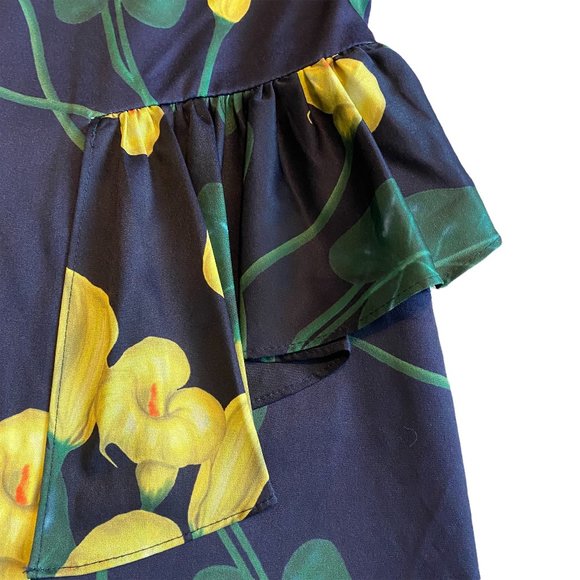 SOLD! Voodoo Vixen Flora Calla Lily Print Dress 40s Pinup Rockabilly Size Medium - Picture 4 of 9